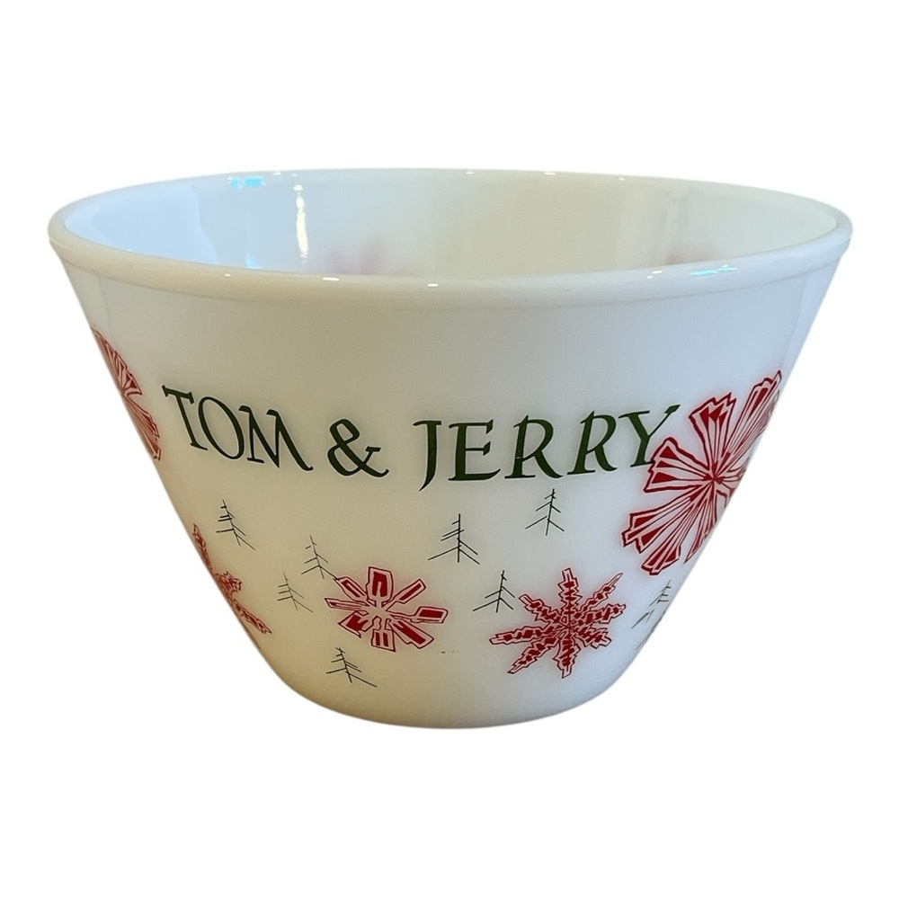 Vintage Christmas Fire King Tom & Jerry Snowflake Bowl Eggnog  Bowl